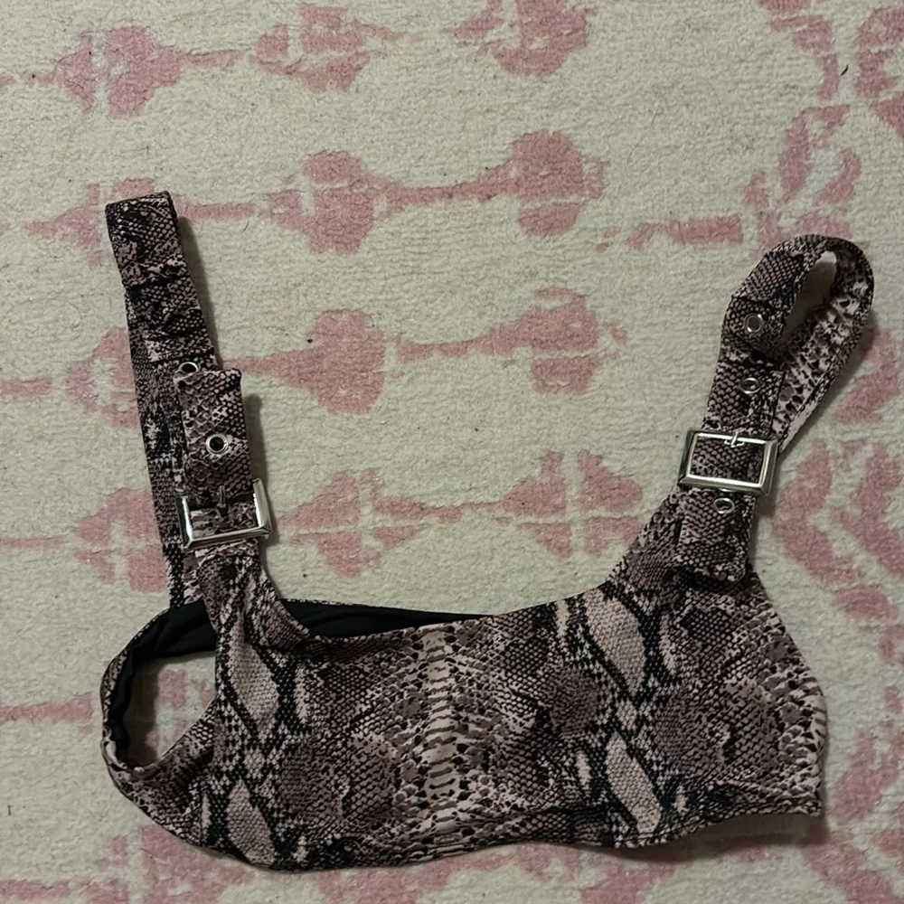 Frankies Bikinis Stormy Snakeprint Bikini Buckle Top